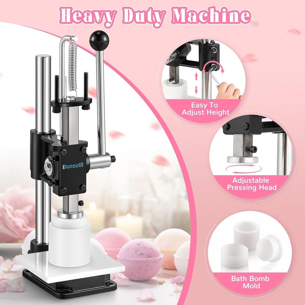 Heavy Duty Bath Bomb Press Machine Adjustable Mold Kit DIY Soap Maker Tool