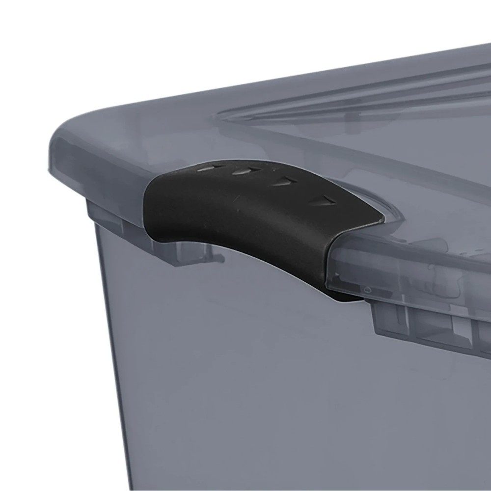 Large Storage Bin 66 Quart – Clear Plastic Container with Gray Tint & Latch Lid