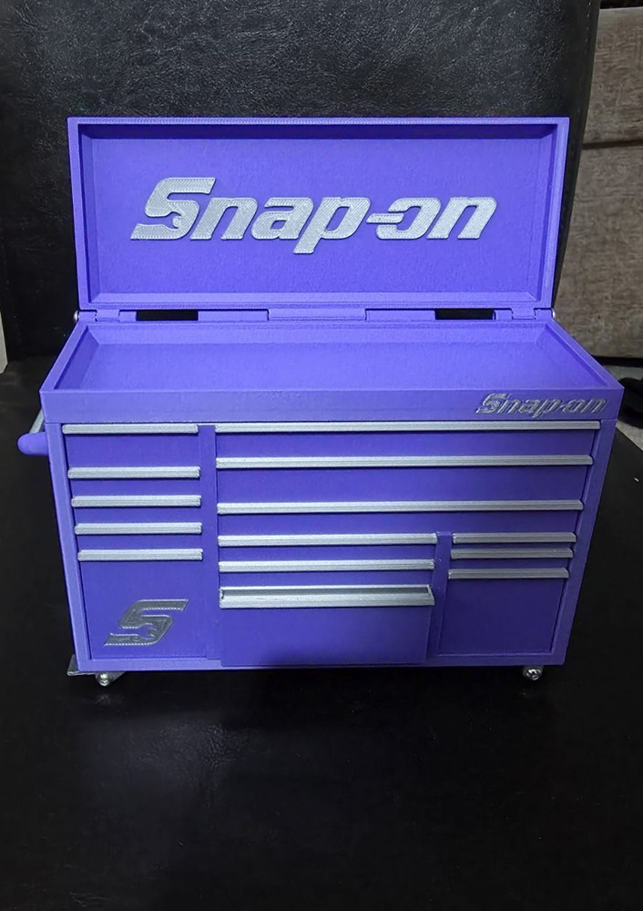 Snap-On Mini High Quality 3D Printed Toolbox (Purple) (Silver)