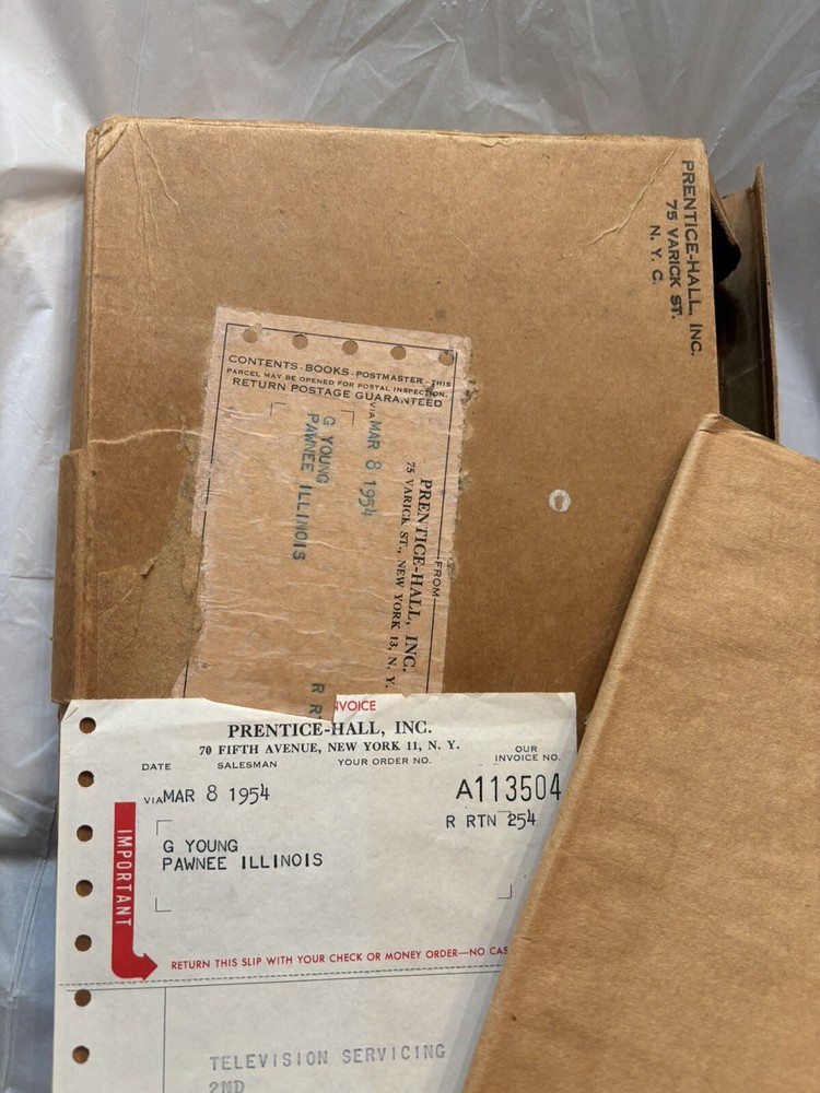 TELEVISION SERVICING BY W. H. BUCHSBAUM. 1954 Receipt Original Box