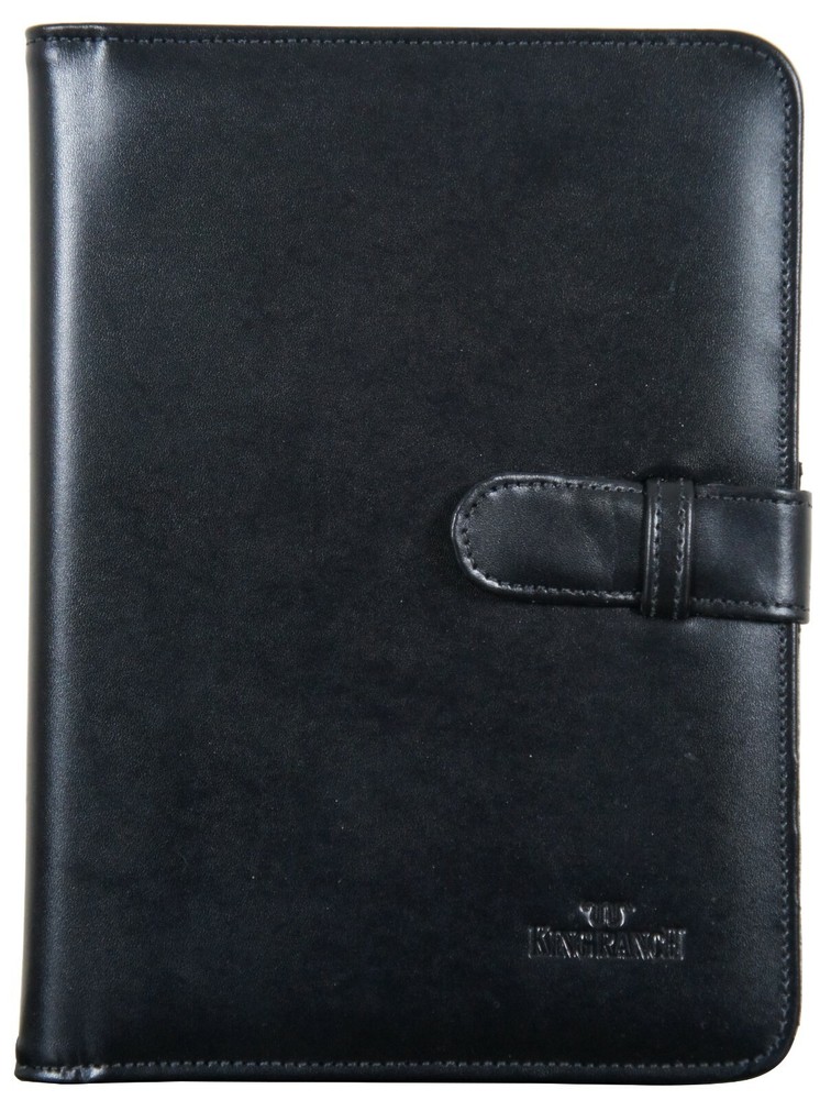 King Ranch Black Leather Portfolio Notepad Case Organizer Binder NIB