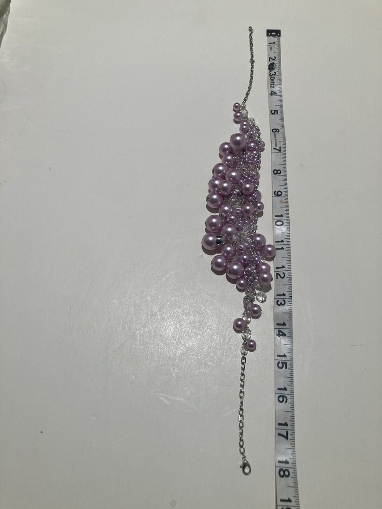 Lavender Cascading Beaded Necklace Approximately 18”