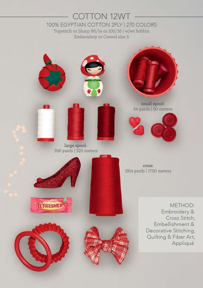 Bright Pink 2425 | 12wt Large Spool 325M / 356Y | Aurifil