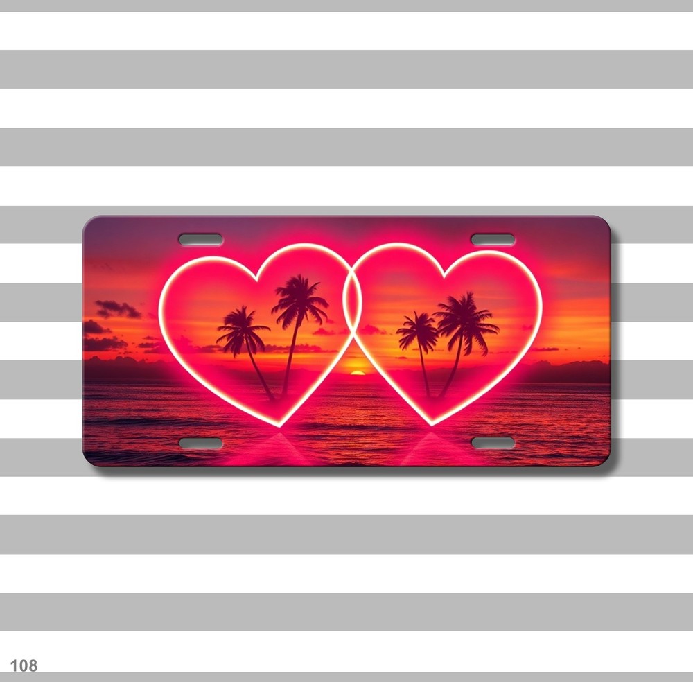 Custom Two Hearts Design Custom Name License Plate Create Your Own Gift