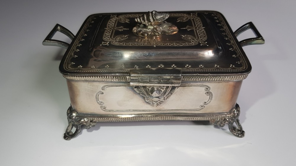 silver plate sardine box c1880-1910