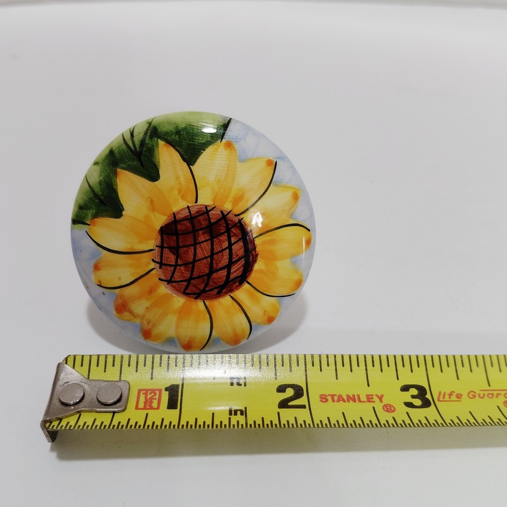 Antique Ceramic Drawer Pulls Handle Sunflower Kitchen Cabinet Knobs