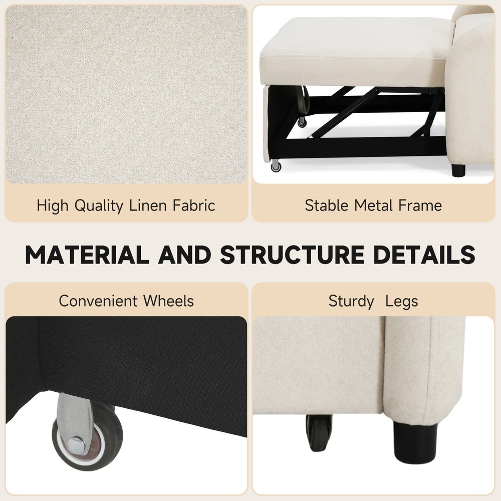Modern Convertible 3-in-1 Sleeper Sofa Bed Folding Pull Out Bed for Small Space