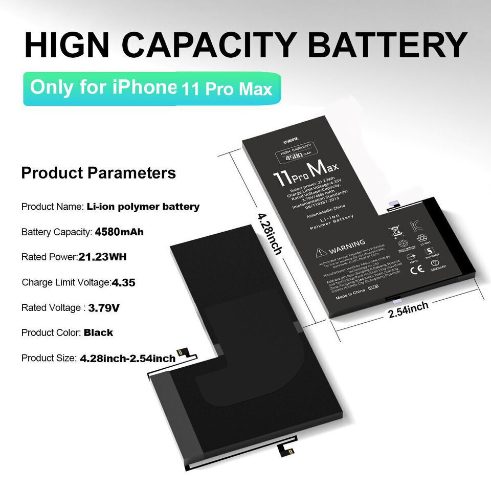 4500mAh Internal Battery Replacement For iPhone 11 Pro Max High Capacity Lot
