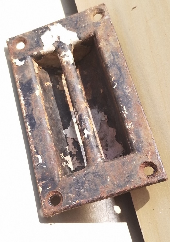 Vintage Old Antique Cast Iron Olde Large Insert Handle Chest