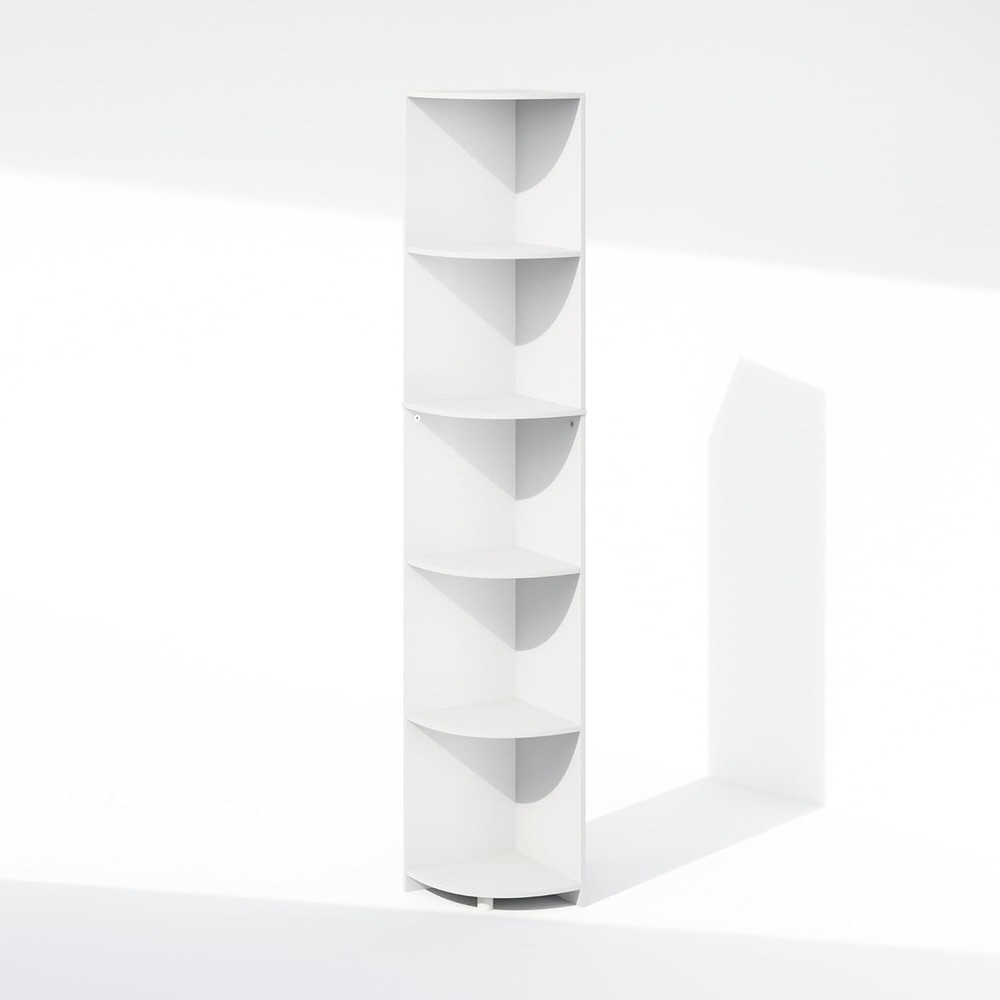 Basic 5-Tier Corner Multipurpose Standing Shelf White