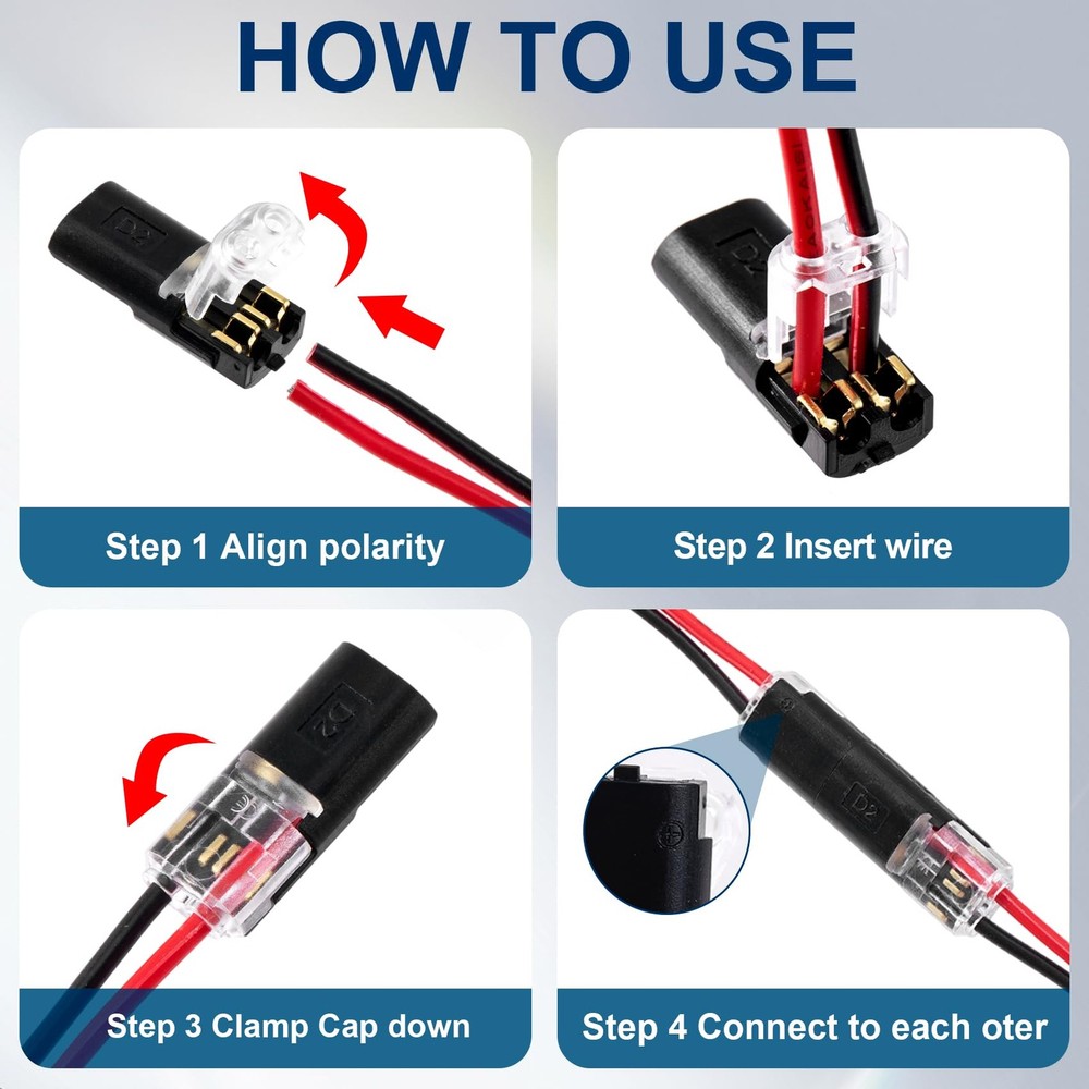 60pcs Quick Clip Fasteners Wire Connector, Plugin Cable Quick Connectors with...