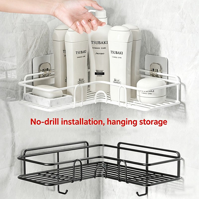 Wall Mounted Shower Caddy Bathroom Shelf Rack Bath Storage Organizer Black