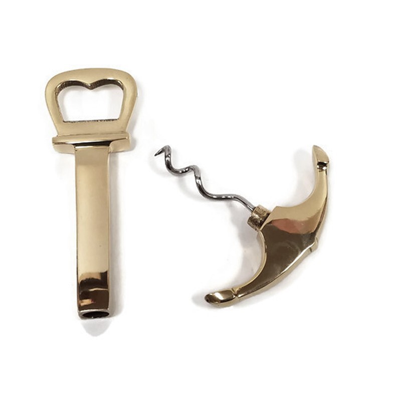 5" Solid Polished Brass Anchor Corkscrew & Bottle Opener Combination