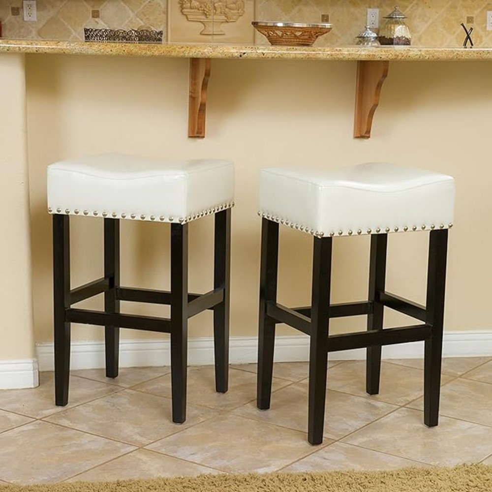 30-inch Backless ivory Faux Leather Counter Stool