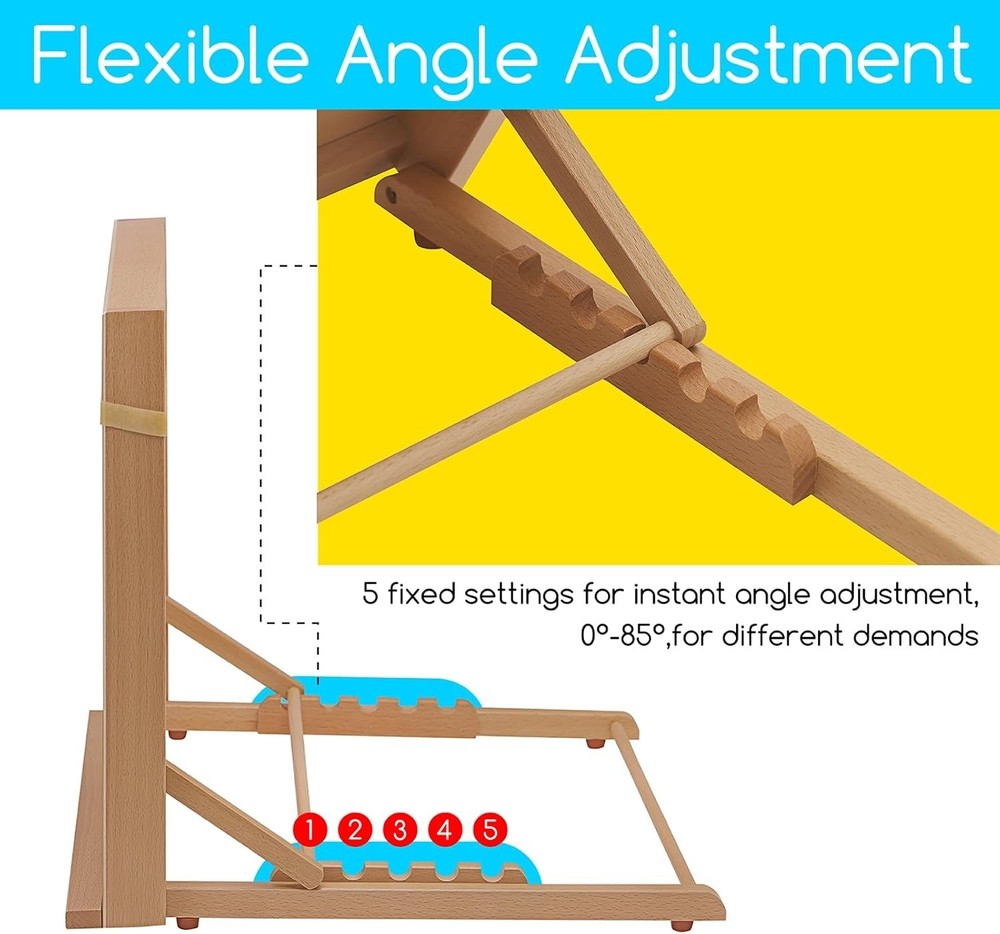 Artistic A3 Beechwood Easel - Portable, Adjustable, Ideal for Field & Studio Use