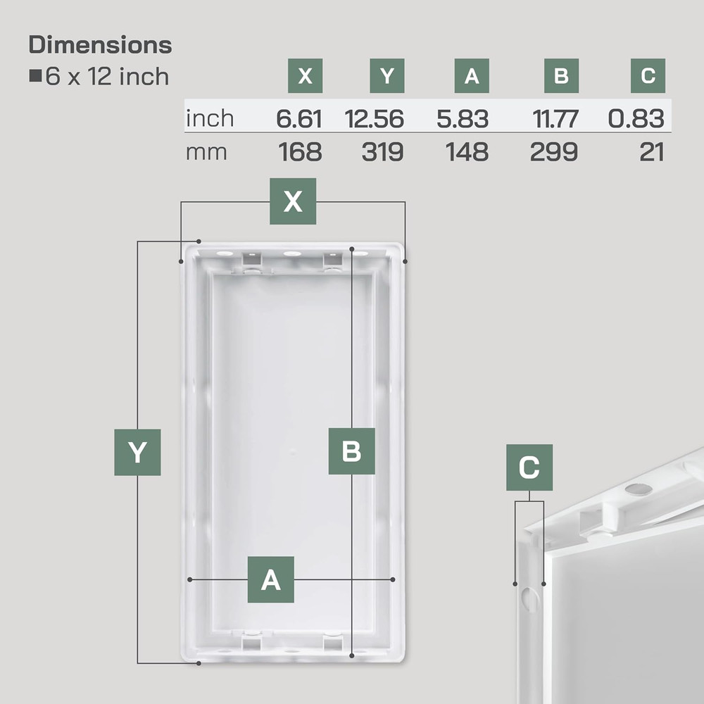 White ABS Plastic Access Panel 6 X 12 Inch (Opening) - Access Door for Drywall,
