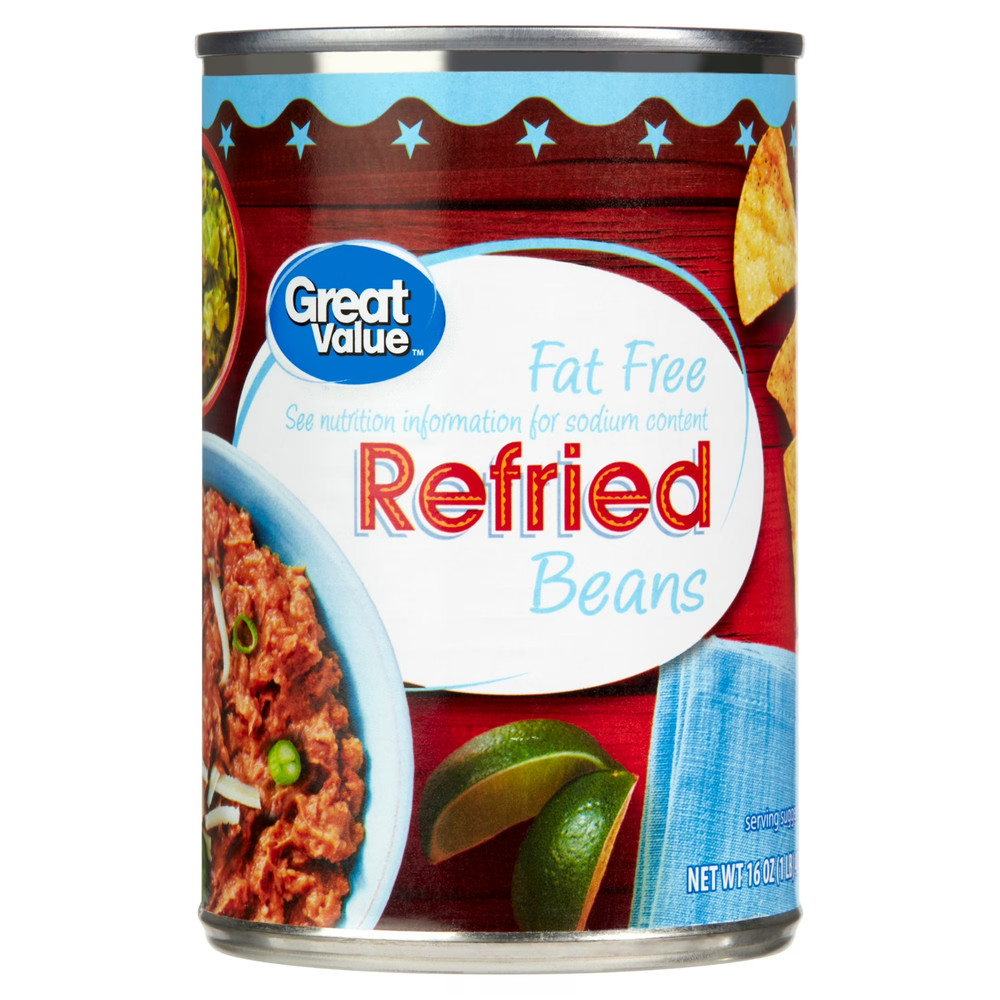 (6 pack) Great Value Fat Free Refried Beans, 16 oz