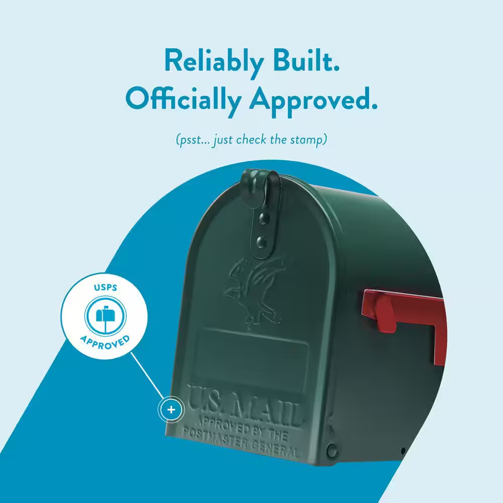 Elite Green, Medium, Steel, Post Mount Mailbox