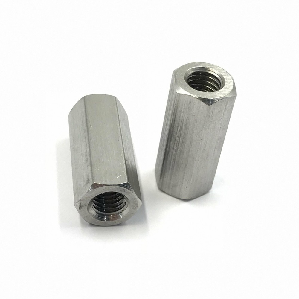 2Pcs M10 x 1.5 pitch Long Rod Coupling Hex Nut Right hand Thread [M3]