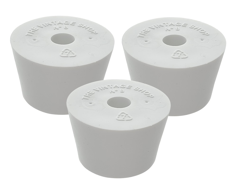 #8 Drilled Rubber Stopper Set of 3