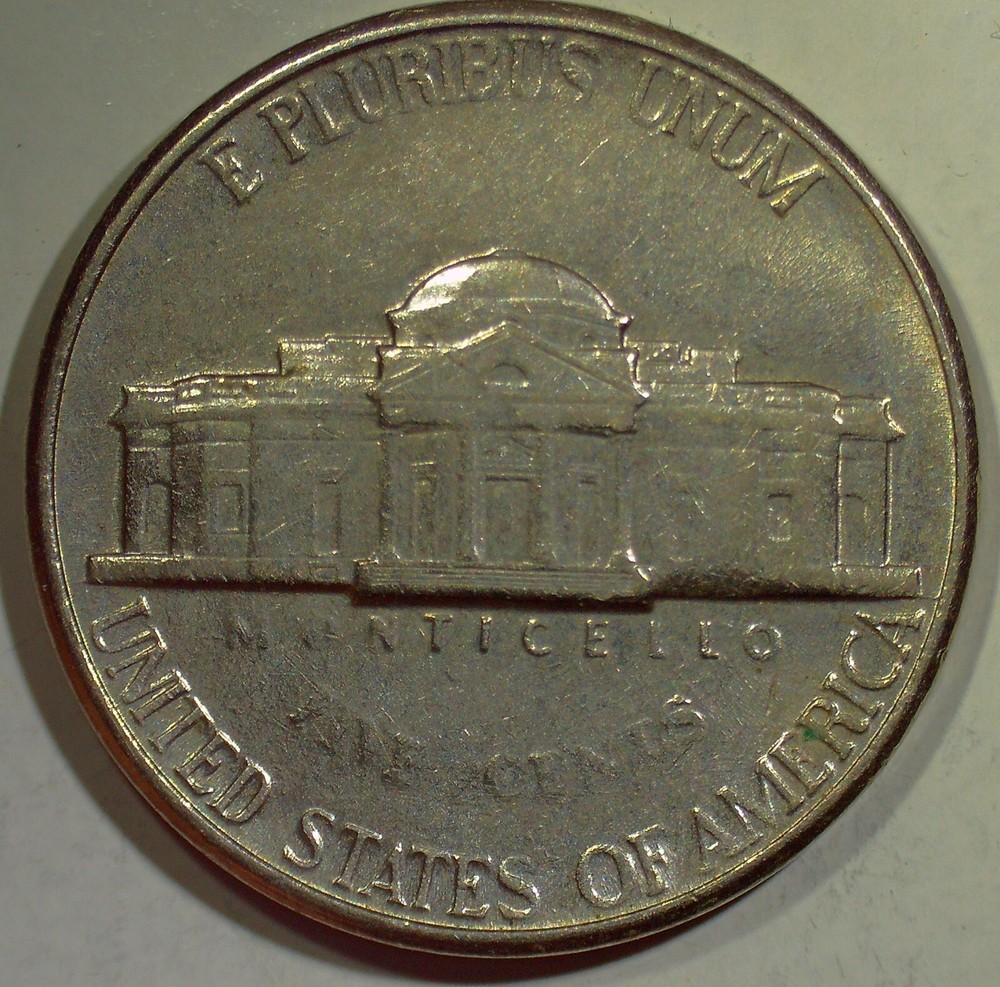 1996 Jefferson Nickel Error--Struck Through Grease Reverse