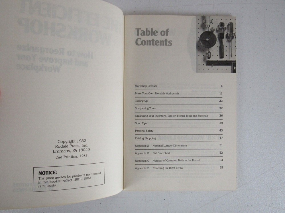 The Efficient Workshop by Rodale Press 1982 Woodworking Paperback Tools
