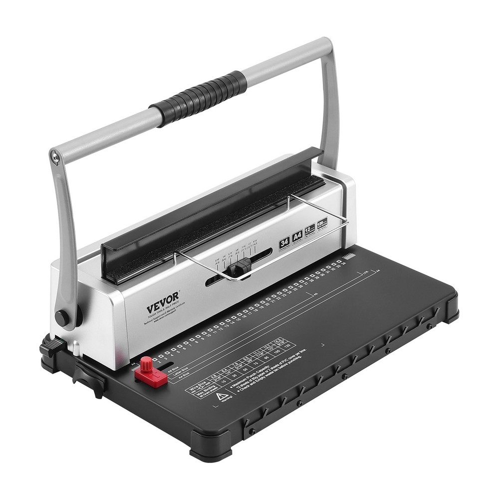 Coil Spiral Binding Machine, Manual Book Maker 34-Holes Binding 120 Sheets, Punc