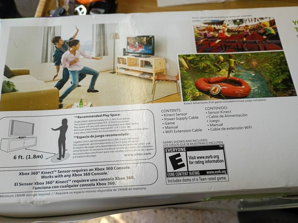Microsoft Xbox 360 Kinect Motion Sensor Bar w/Kinect Adventures Game SEALED