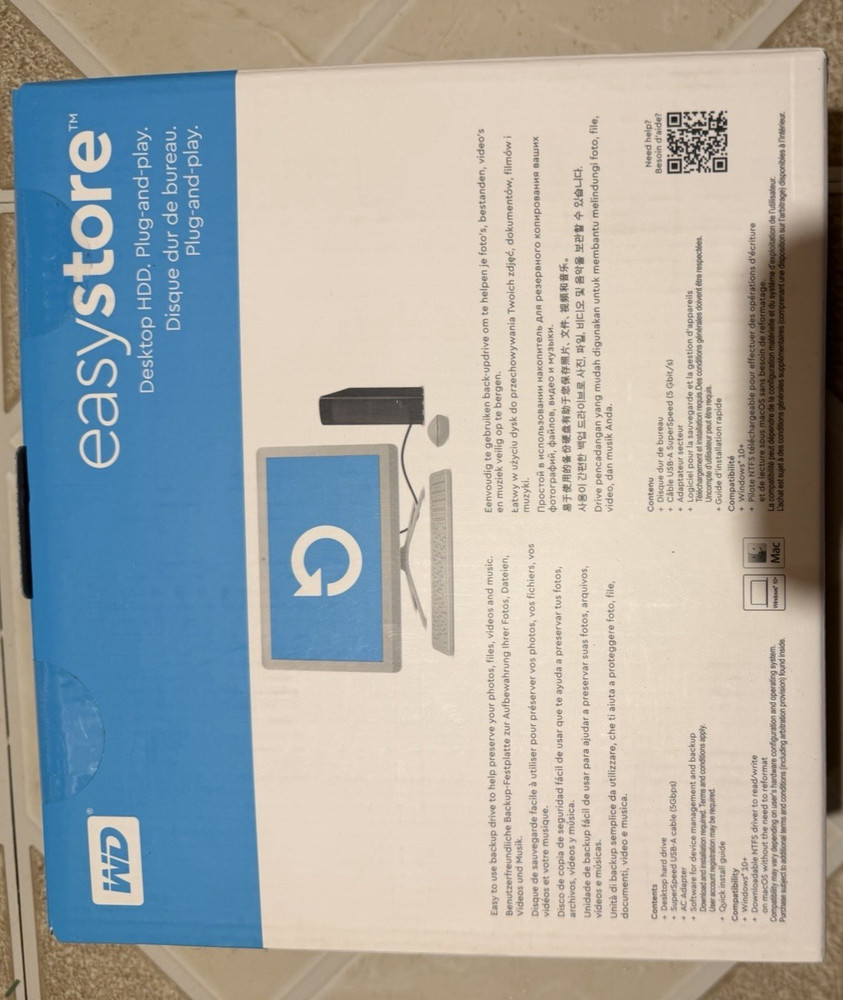WD EASYSTORE 22TB DESKTOP HDD NEW, External HDD