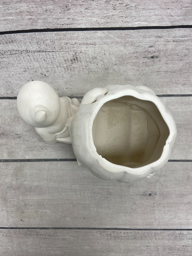 Vintage Ceramic Mold Halloween Ghost Pulling Jack O Lantern Pumpkin Wagon