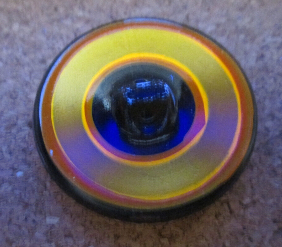 1-Czech Glass Multicolored Sun Flower-UV Reactive Reverse Painted Button #35