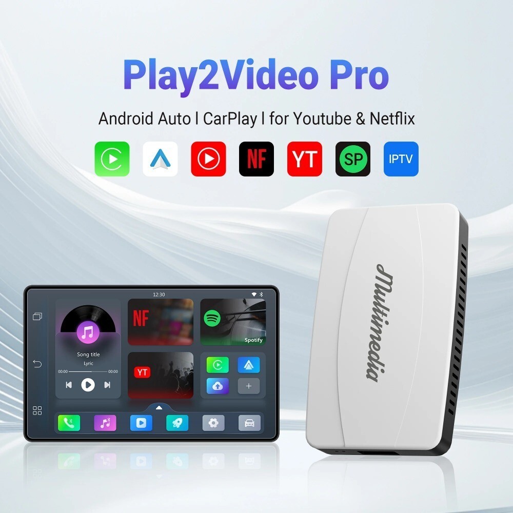 Play2Video Pro Multimedia Player Wireless Carplay & Android Auto, iOS & Android