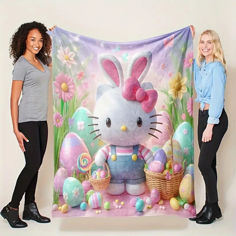 SANRIO HELLO KITTY EASTER BUNNY THROW BLANKET SOFT & LIGHTWEIGHT 59X78