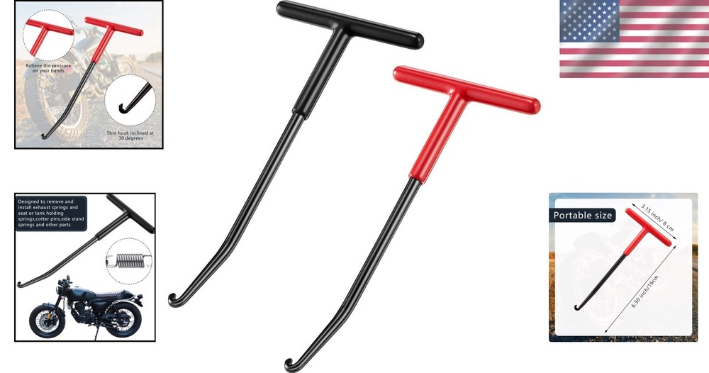 2-Piece T-Shaped Exhaust Spring Puller Tool Set – Lightweight & Durable Design