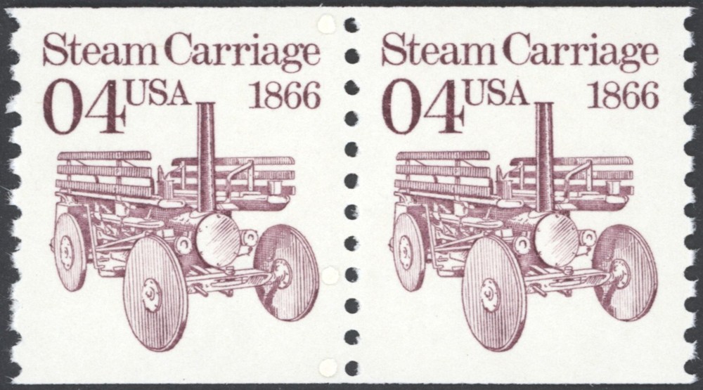 US Scott #2451 - 4c Steam Carriage Coil Pair, Tagged