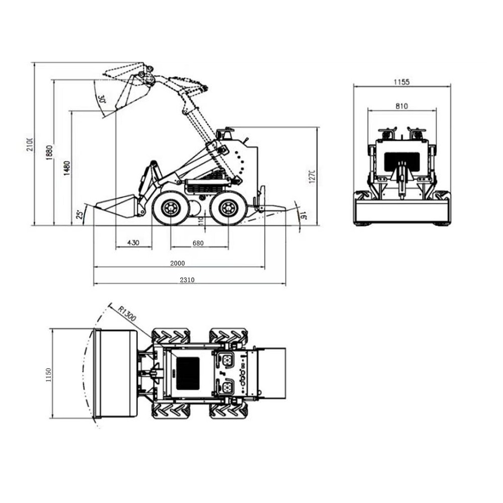 Motooltech Mini Skid Steer Track Loader 23 HP RATO Engine EPA Electric Start