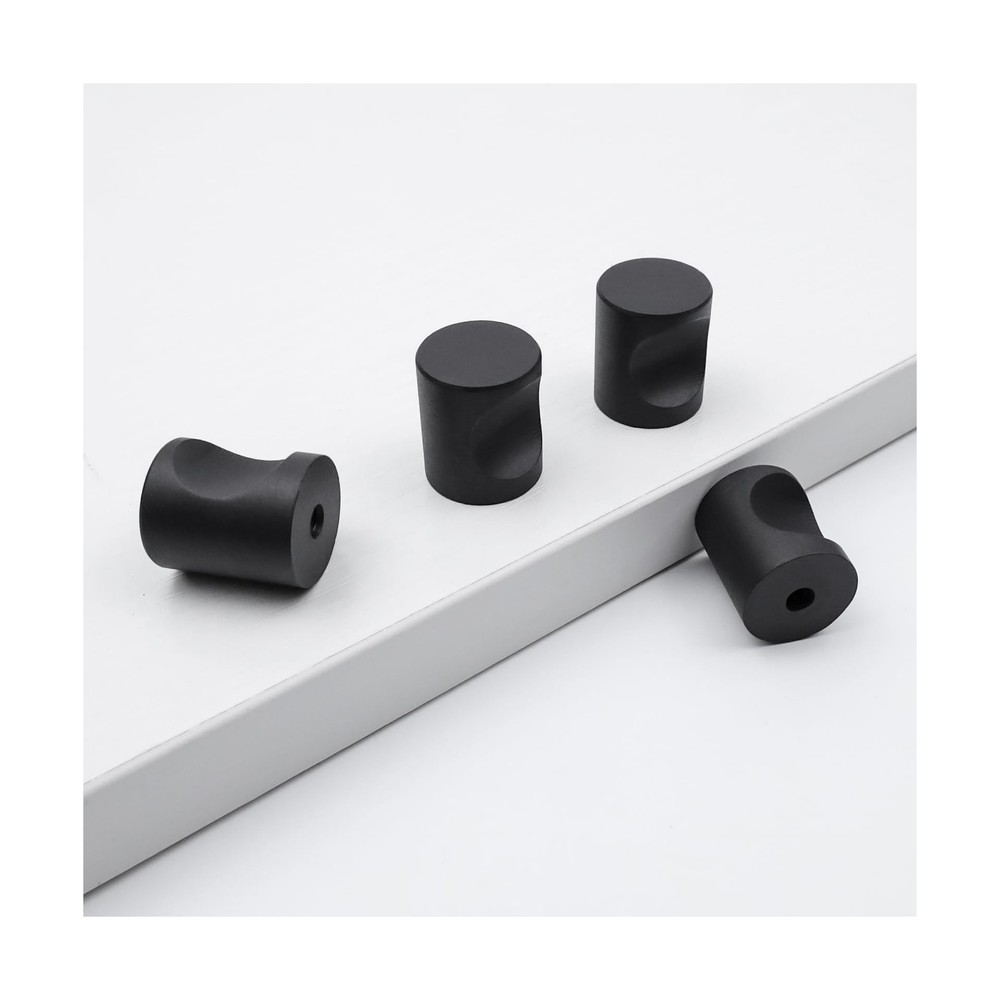 Coshar 4Pack Contemporary Cabinet Knobs Cylinder Shape Flat Black Brass Knobs...