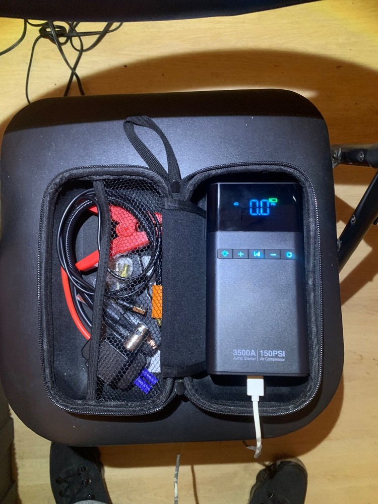 Portable Car Jump Starter with Air Compressor, 3500A 150PSI Battery Jump...