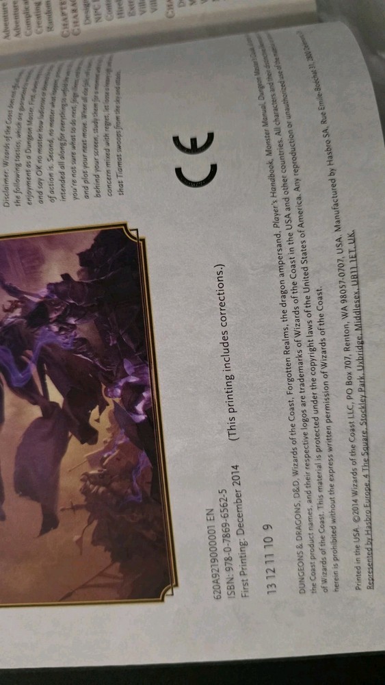 Dungeon Masters Guide 5th Edition 9th Printing With Corrections D&D