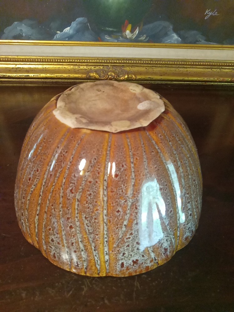 Vintage Brown Drip Glazed 7" Stoneware Pottery Planter