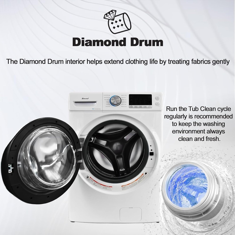 SMAD 4.5 Cu.Ft Front Load Washing Machine with 12 Washing Cycles White