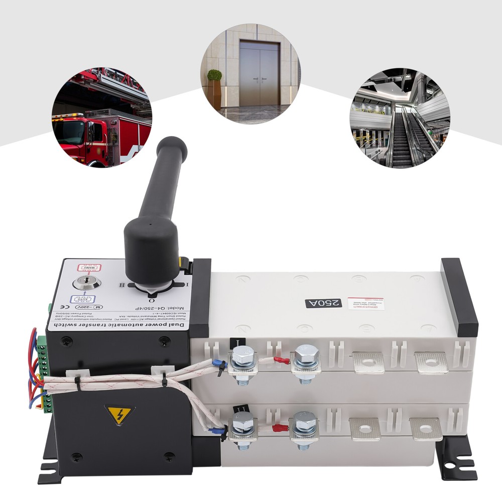 250 AMP 110V GENERATOR AUTOMATIC TRANSFER SWITCH 4P 50/60Hz Dual Power PC Level