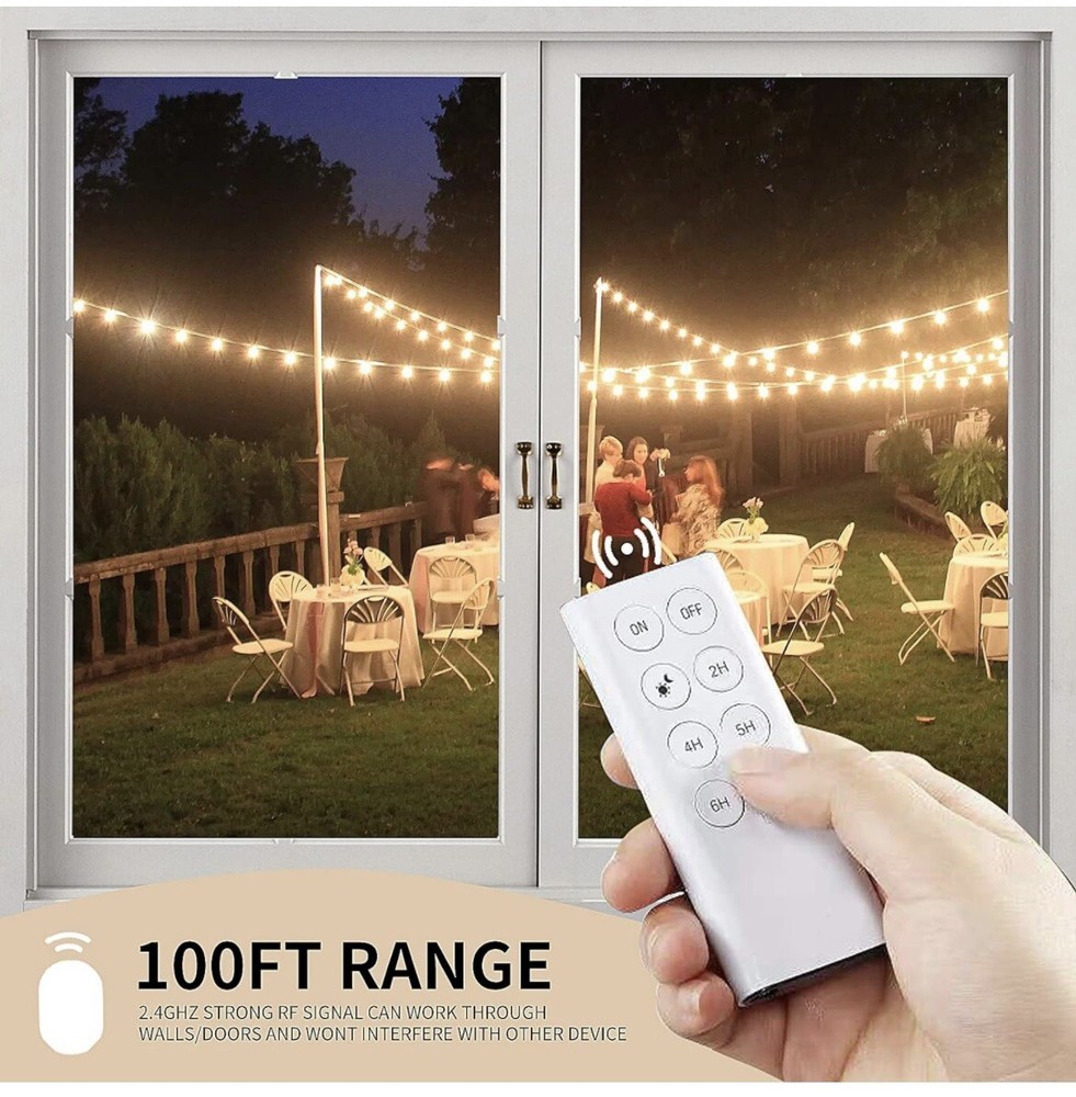 Outdoor Light Sensor Timer Outlet, 100ft Range Remote Control, Weatherproof