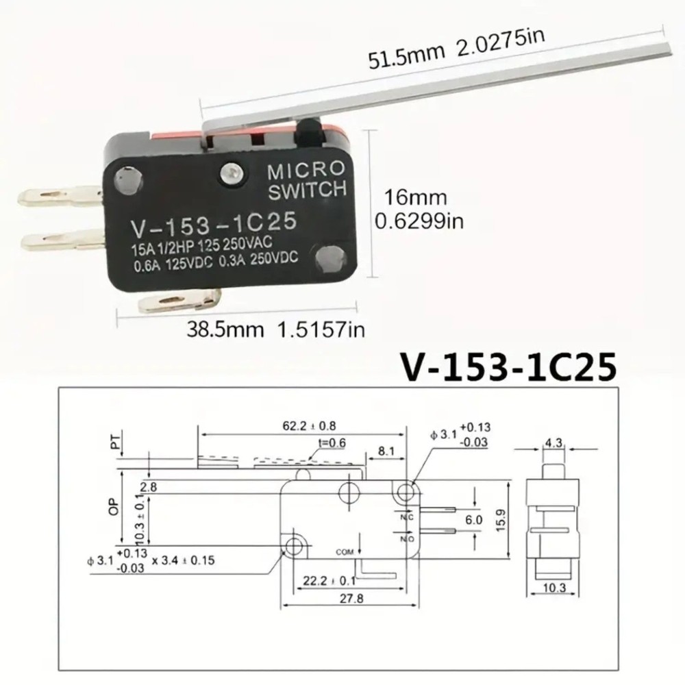 5X Micro Limit switch v-153-1c25 great for small projects or experimenting