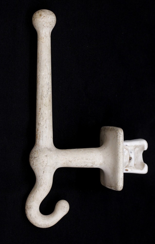 Vintage Cast Iron White Painted Flush Mount Wall Hook