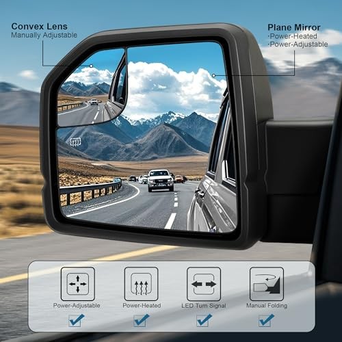 Passenger Side Tow Mirror Compatible with 2015-2020 Ford Right Passenger Side