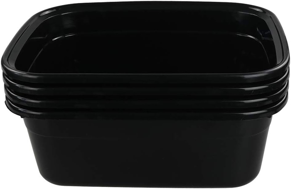 Plastic Dish Pan, Black Washing Basin, 14 Quart, 4-Pack