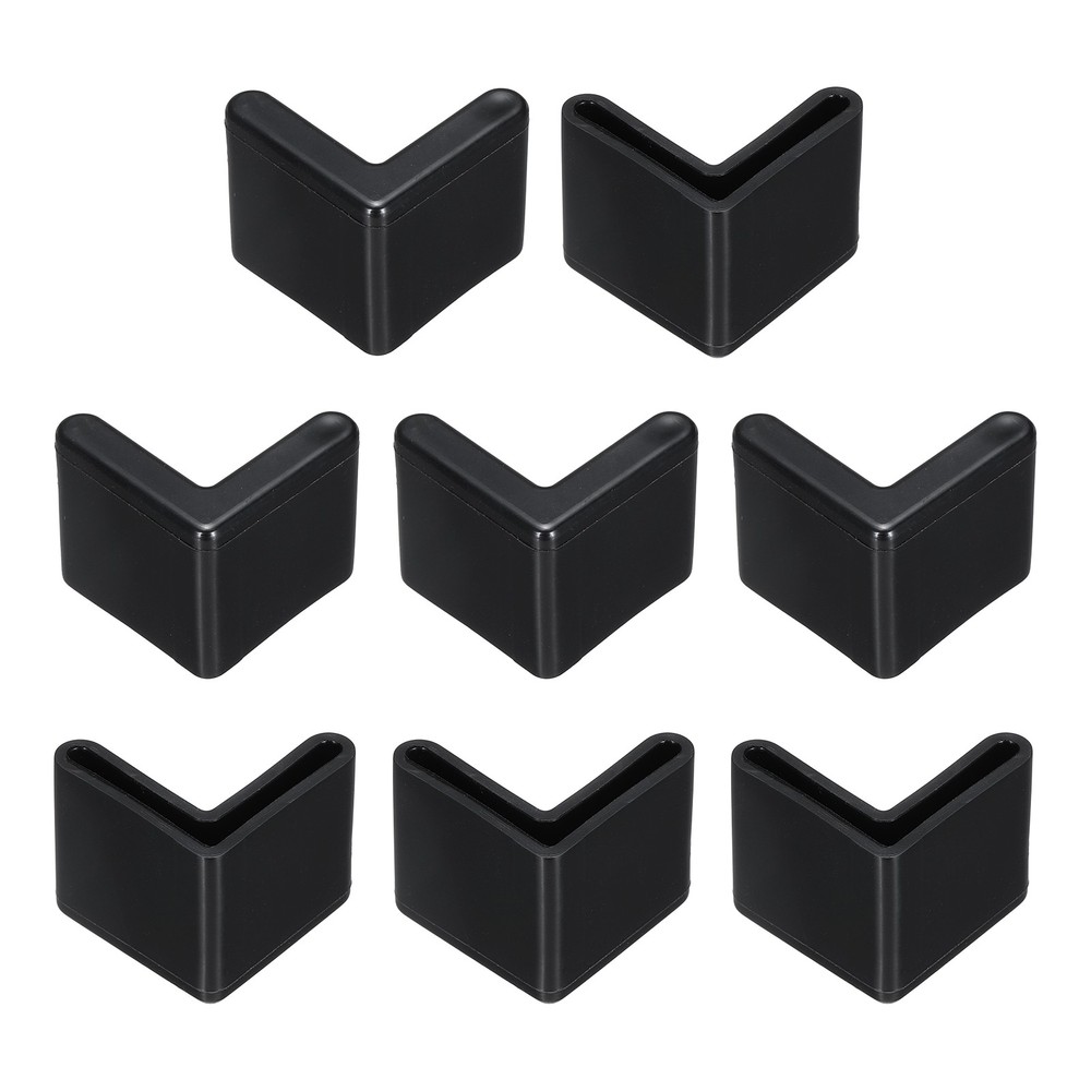 8Pcs 1" Bed Frame End Cap, L-Shape Angle Iron Foot Pad Leg Protector, Black