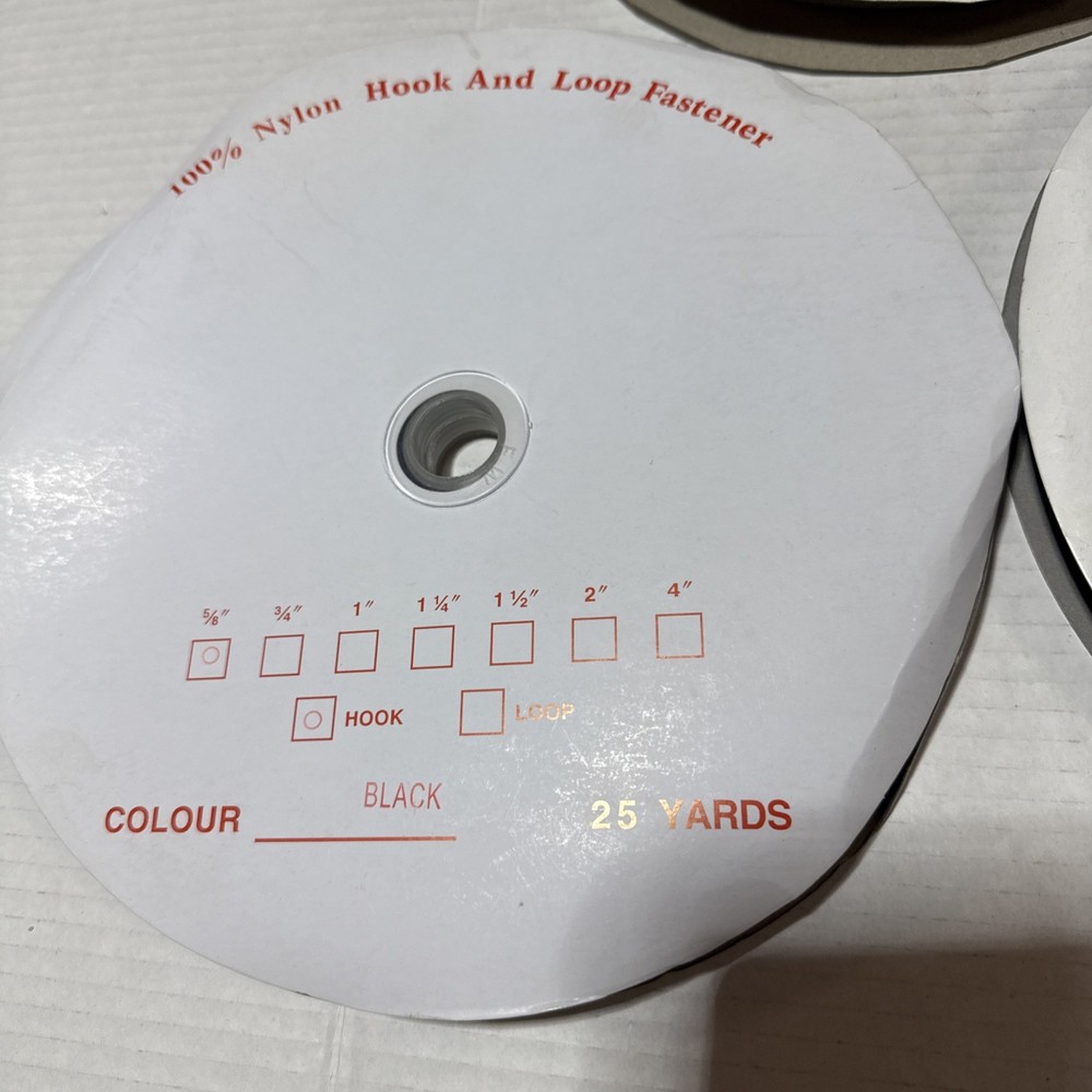 Hook and Loop Sew On Single Sided 25 Yards x 5/8" Roll Black NON Adhesive