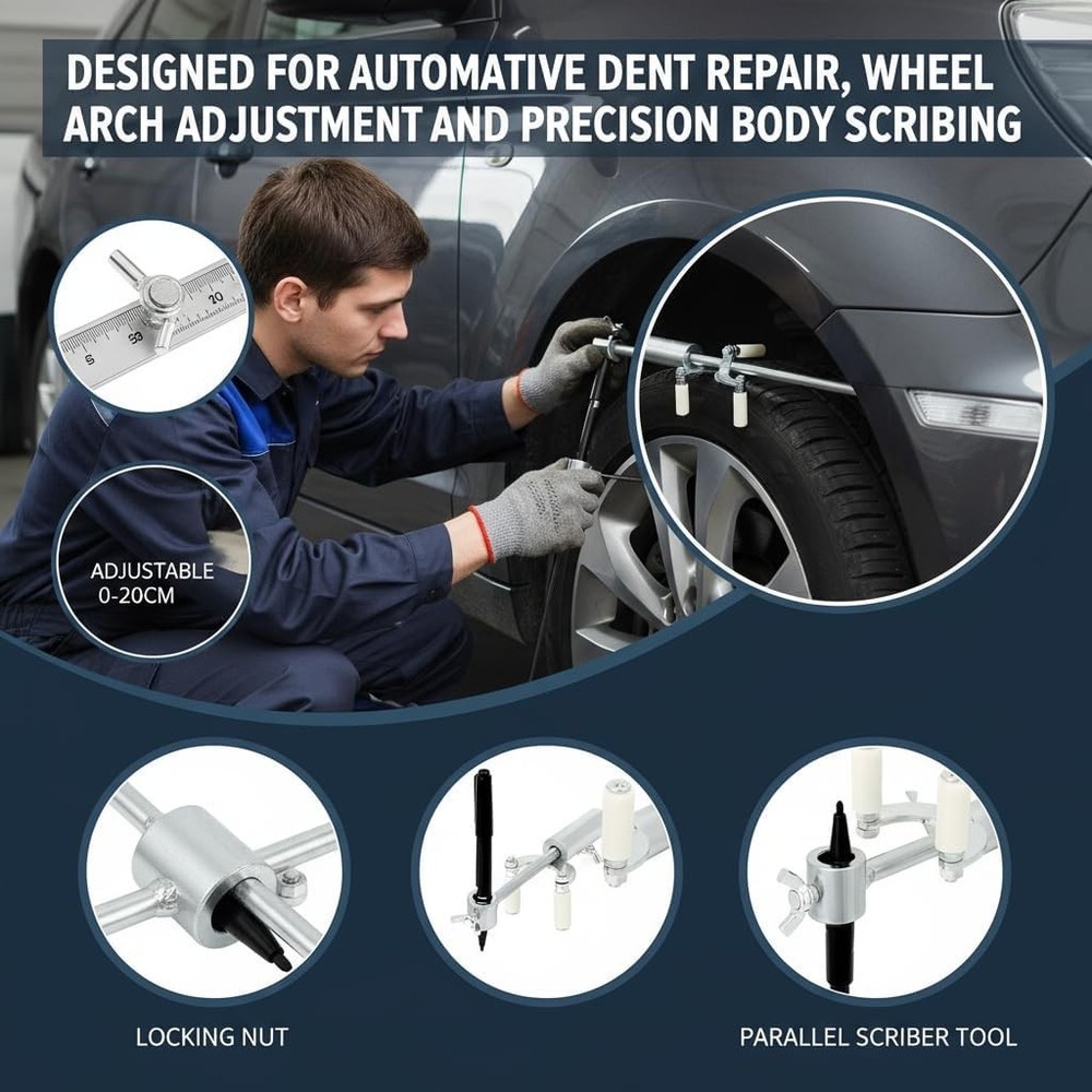 Car Wheel Eyebrow Parallel Scriber, 0-20cm Adjustable Wheel Arch Parallel Scribe